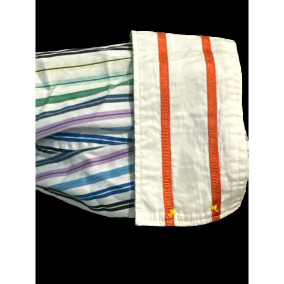 Robert Graham Long Sleeve Multi Color Striped Blue Orange Stripe Flip‎ Cuff Sz L - Picture 5 of 6